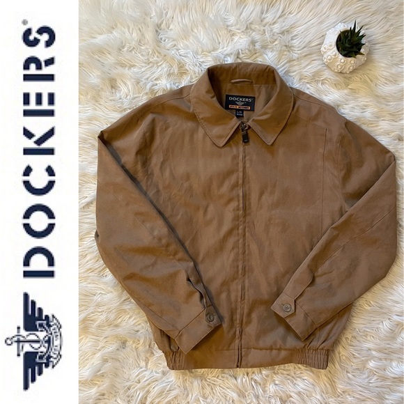 DOCKERS stain defender light fall jacket in camel, Sz L - Picture 1 of 15